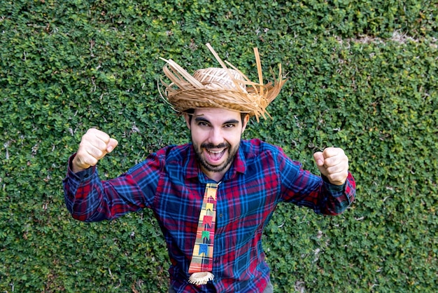 Country boy celebrating at a Brazilian June Festival festa junina