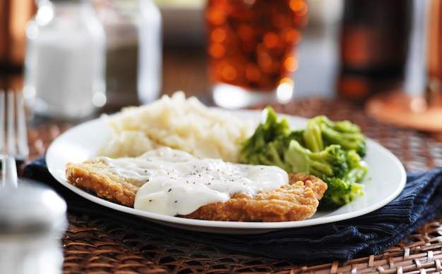 Country fried steak with milk gravy