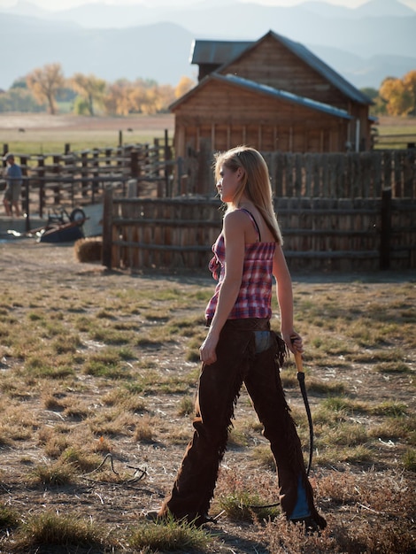 Photo country girl on the farm. longmont, colorado.