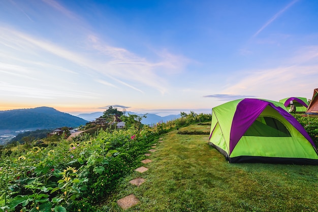 Country mountain and sunrise