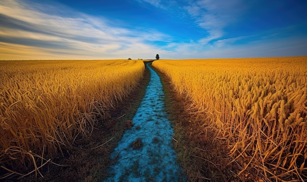 Country path through the field