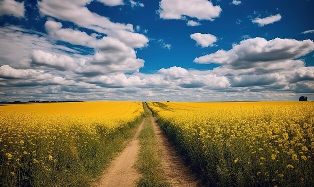 Country path through the field