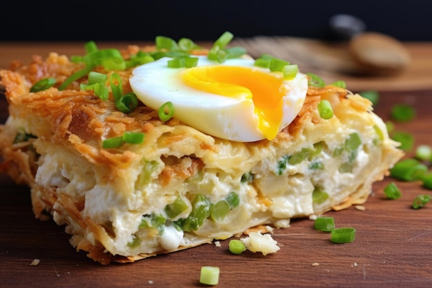 Country pie with boiled eggs and green onions