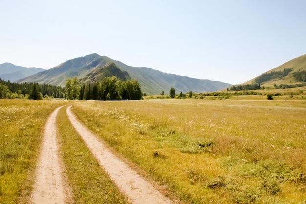 美しい山の谷の田舎道