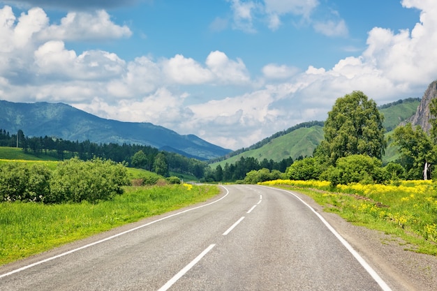 山の田舎道高速道路