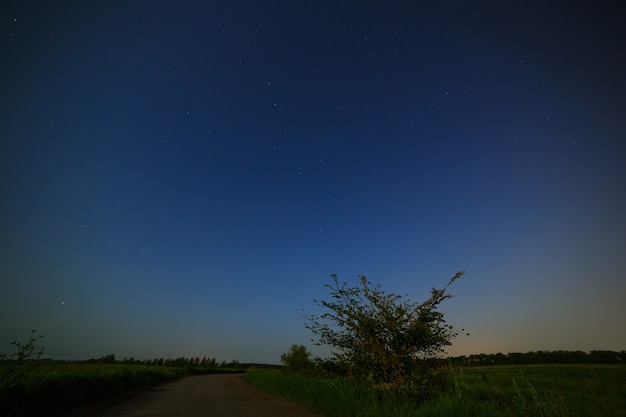 Country road of the starry night sky.