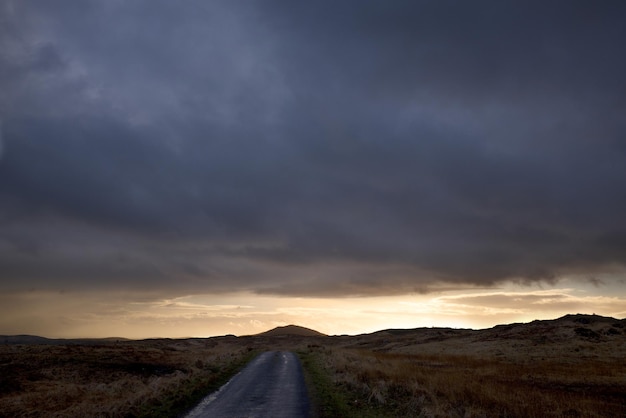 country road at sunset