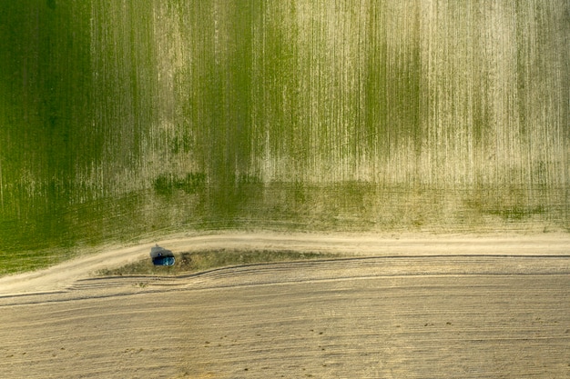 country road view from above aerial view