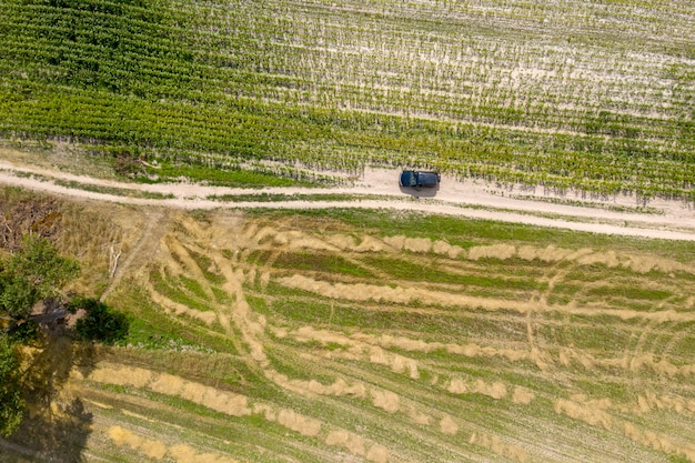 Strada di campagna vista dall'alto vista aerea