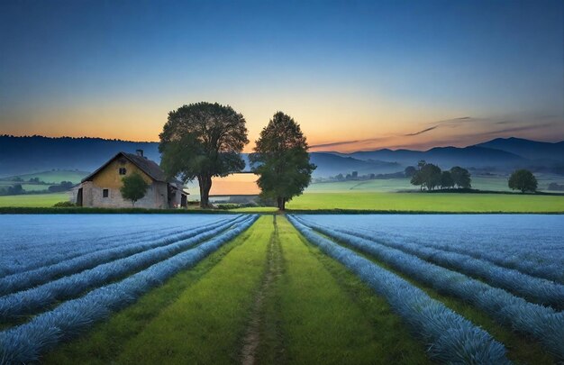 Countryside Blue Hour Landscape HD