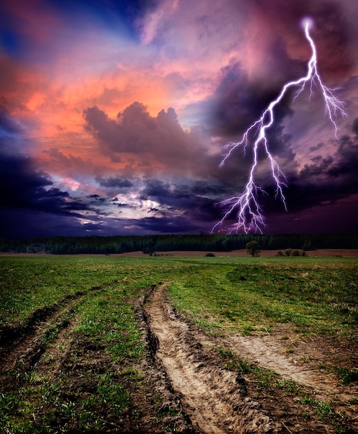 Countryside landscape with dirt road