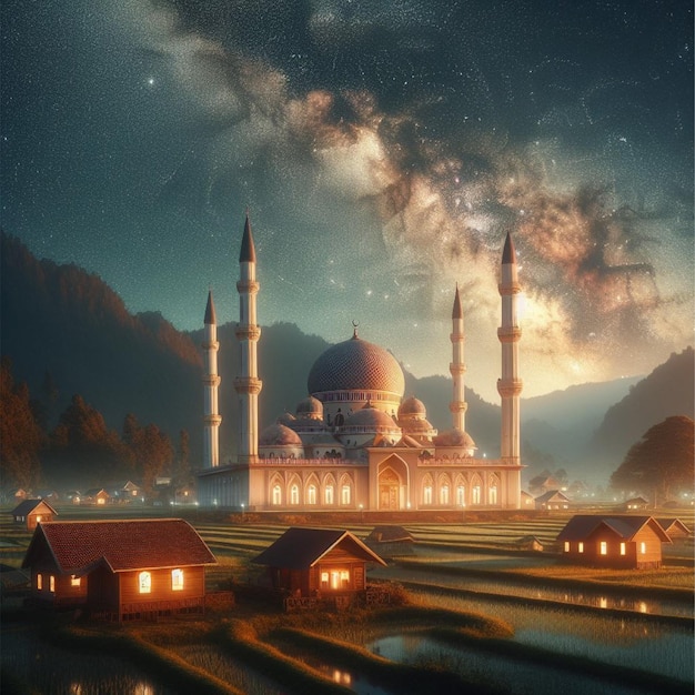 Photo countryside mosque