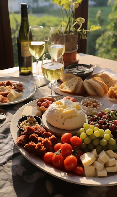 countryside outdoors afternoon Italian family snack table 2