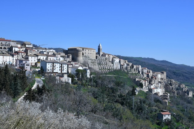 Countryside view of Civitacampomarano a medieval town in the province of Campobasso in Italy