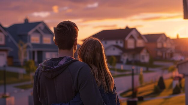 Couple Admiring Sunset Together