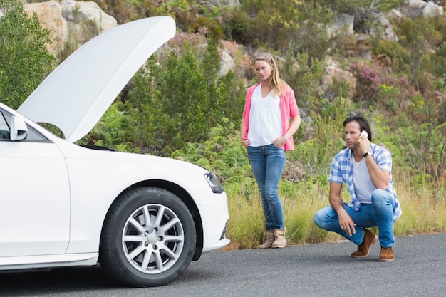 Couple after a car breakdown