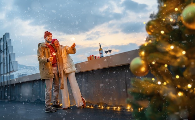 Couple are celebrating Christmas