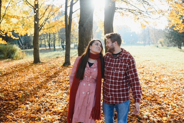 Couple in the autumn park