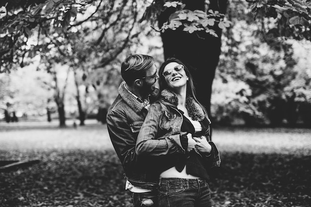 Couple in the autumn park