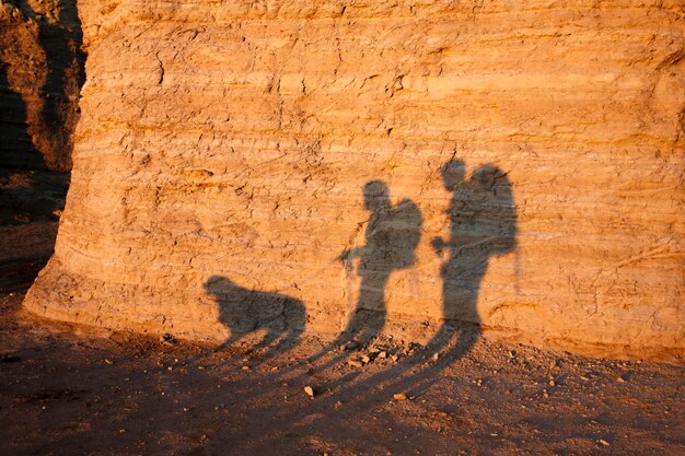 Couple backpackers traveling together