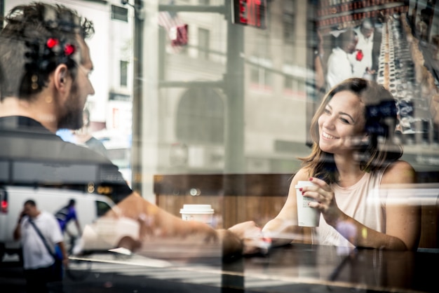 Couple in a bar outdoors