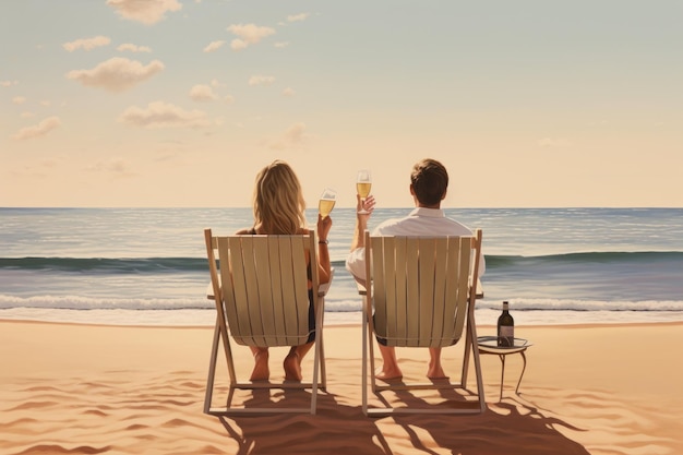 Couple in the beach Illustration AI GenerativexA