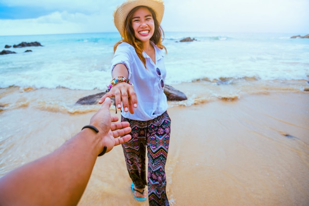 couple in the beach 