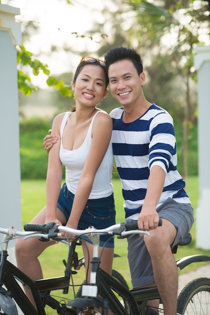 Couple on bicycles