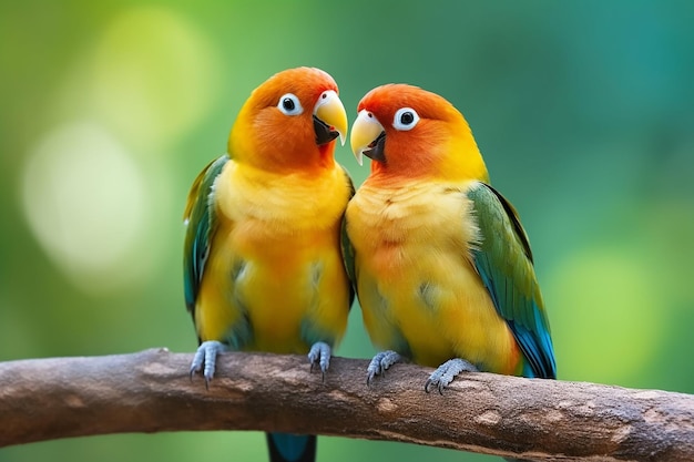 A couple of birds sitting on a branch