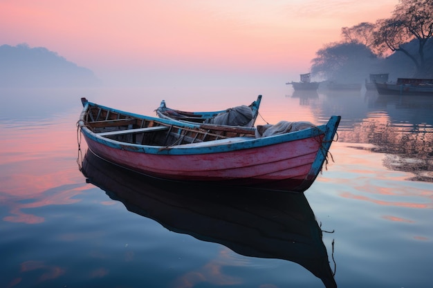 a couple of boats floating on top of a body of water