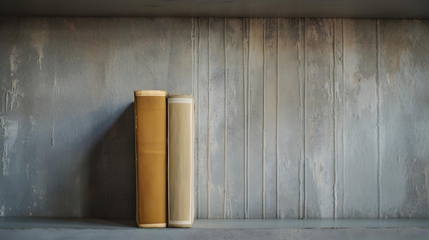 a couple of books sitting on top of a shelf