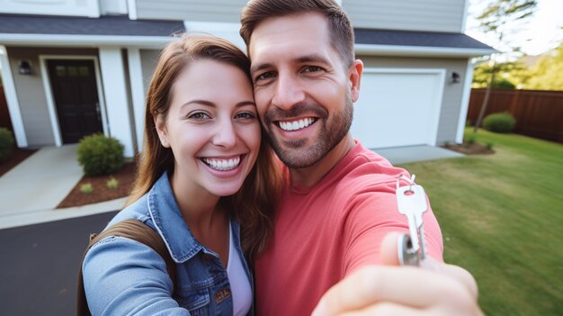 Foto la coppia ha comprato una nuova casa.