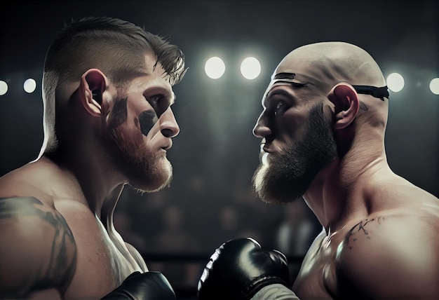 A couple of boxers bumping fists before a fight