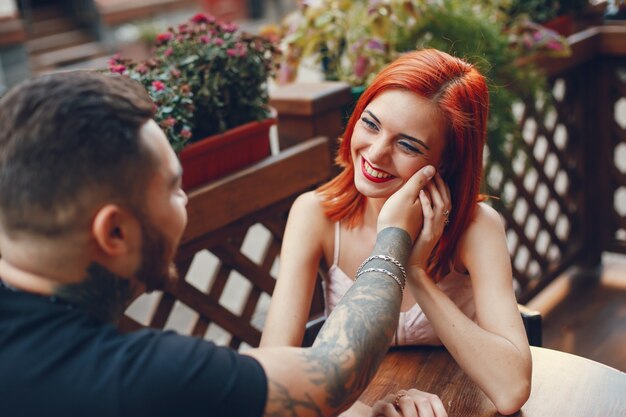 couple in caffe