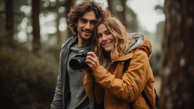 Couple Capturing a Moment Man and Woman Photographing Together Valentine Day