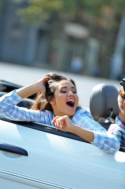 Couple in the car outside