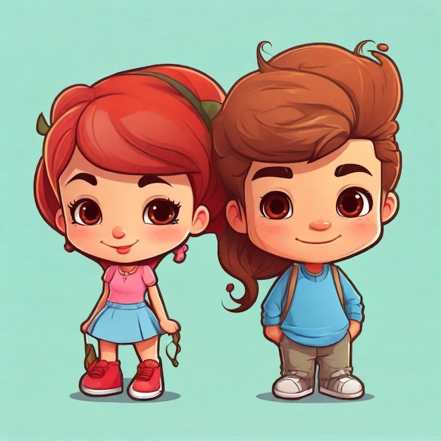 Couple cartoon vector background