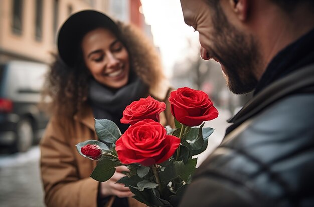 夫婦はバレンタインデーをお互いに花束を贈り合って祝います