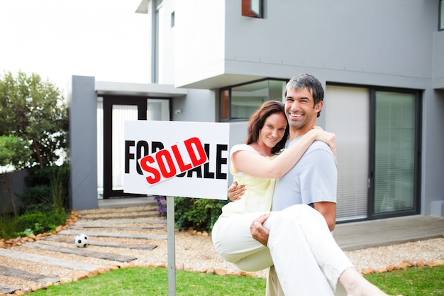 couple celebrating their new house