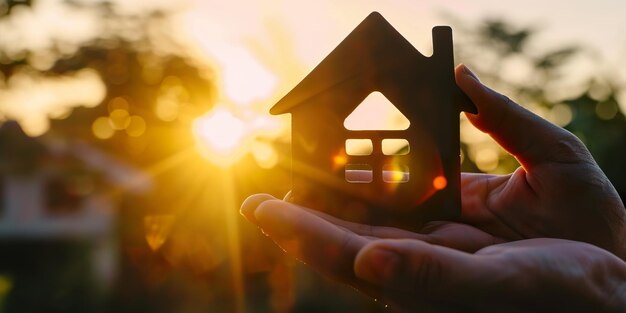 Photo couple cherishing their first house concept