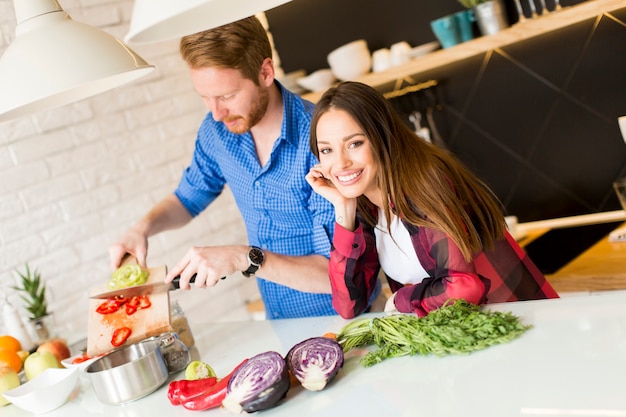 Couple cooking