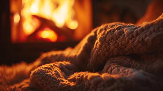 Foto una coppia abbracciata da un fuoco ruggente racchiusa in una morbida coperta i loro cuori si sciolgono mentre le fiamme danzano