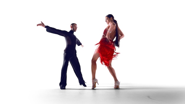 Couple dancers isolated on white