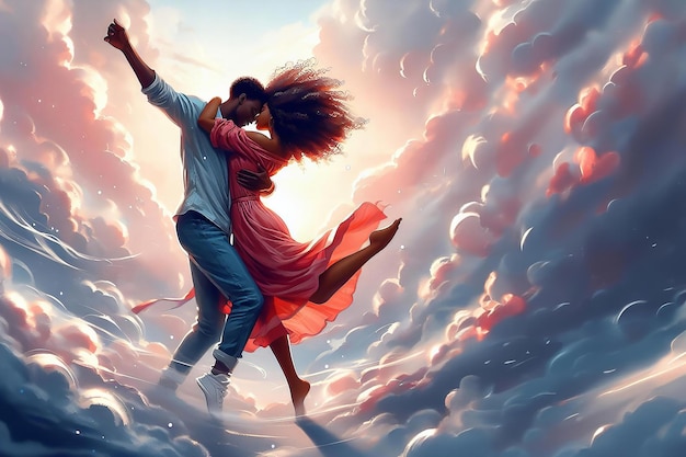 couple dancing in the clouds