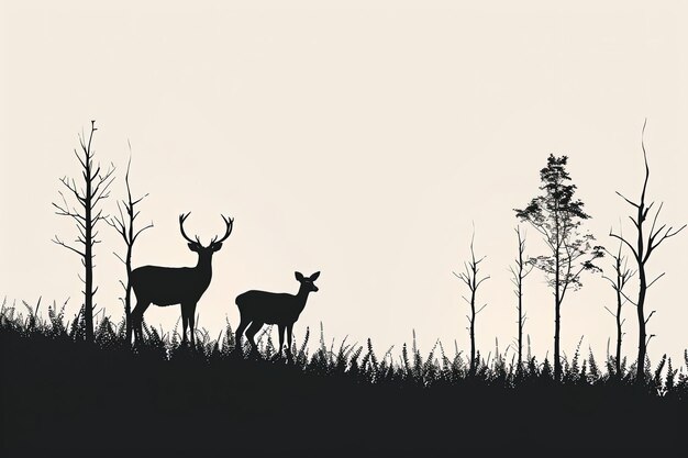 Photo a couple of deer standing next to each other