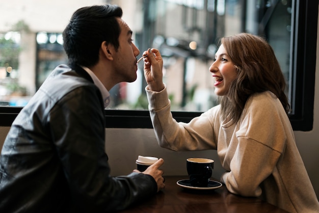 Couple Drinking Coffee Shop Relax