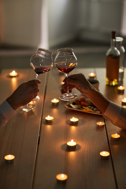 Couple Drinking Wine at Romantic Date