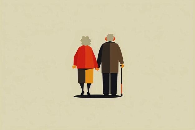 Photo couple of elderly woman and man in advanced age in love