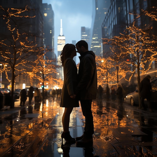 Photo couple embracing in front of a dazzling fireworks show