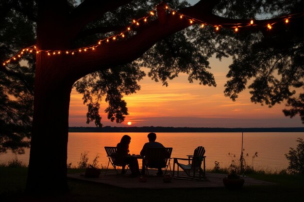 Photo couple enjoy dinner outdoor